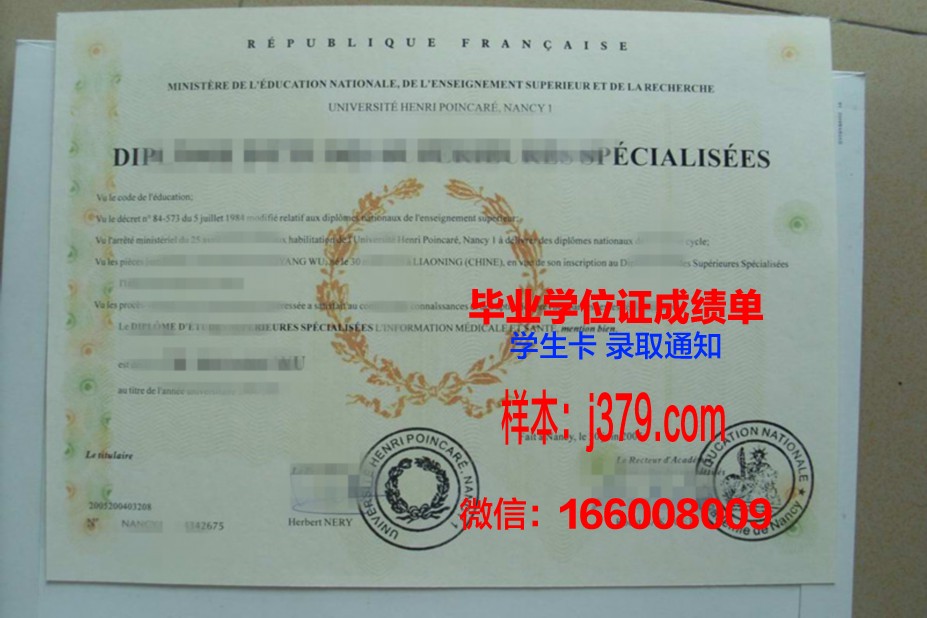 洛林大学南锡国立高等矿业学院毕业证原版